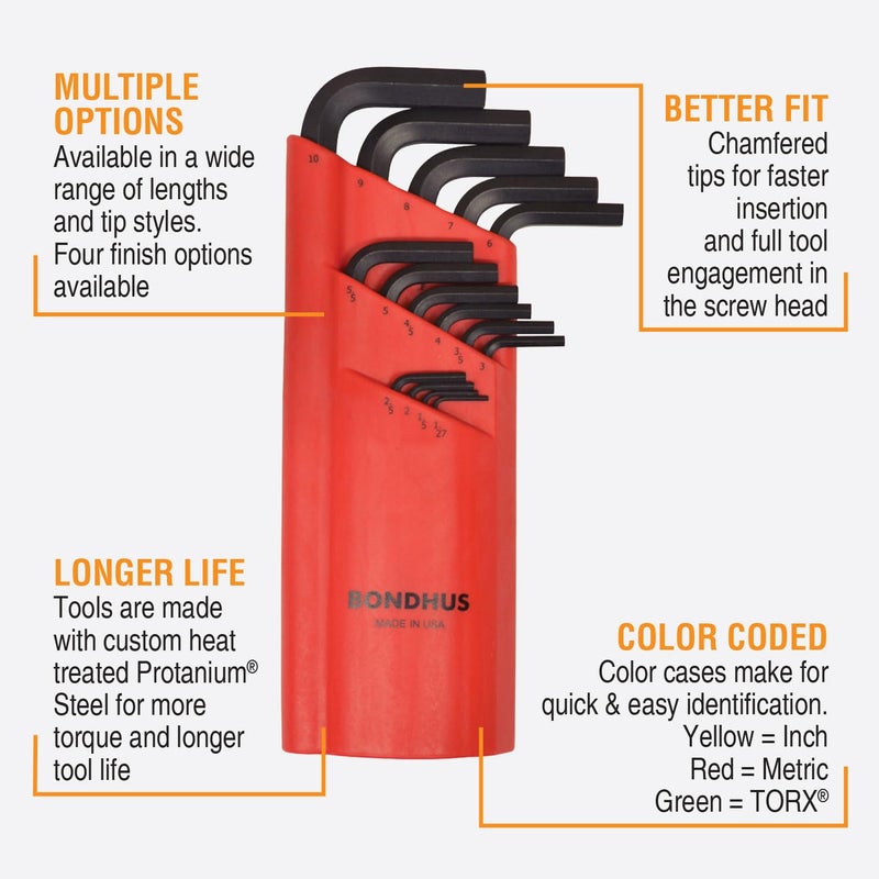Bondhus 10995 Set of 15 Balldriver L-wrenches, ProGuard Finish, sizes 1.27-10mm - Image 2